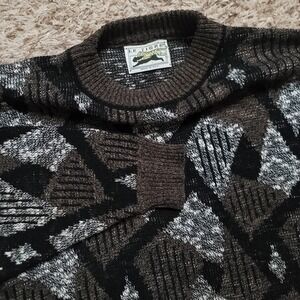 Le Tigre Made In USA 80s/90s Mens XL Vintage Argyle L/S  Brown Black Sweater